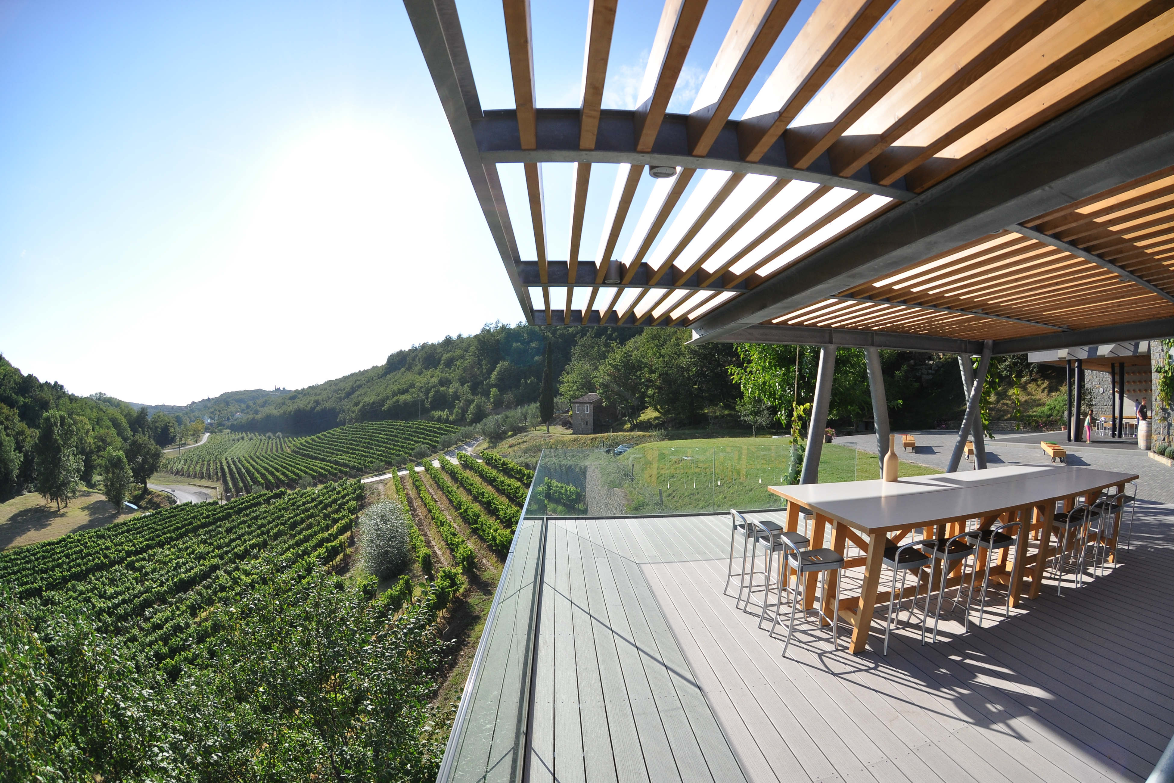 At Koslovic, with its stylish cellar and tasting area, wines are aged in acacia barrels. Credit: Courtesy of Kozlovic winery